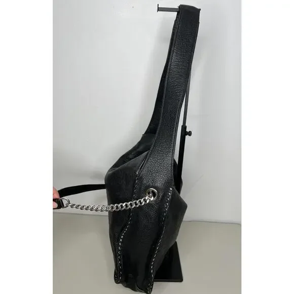 Michael Kors Handbag Astor Studded Black Leather Shoulder Bag Slouchy - Picture 4 of 16